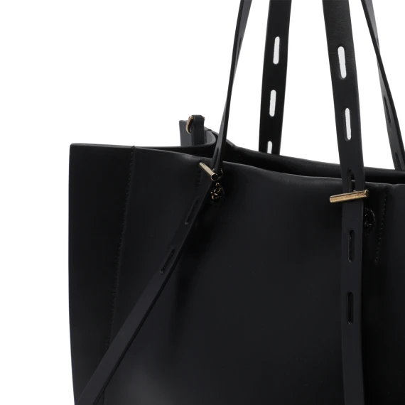 Black Leather Paulette Tote Bag