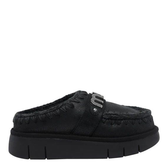 Black Bounce Clog Metal Logo Sandals