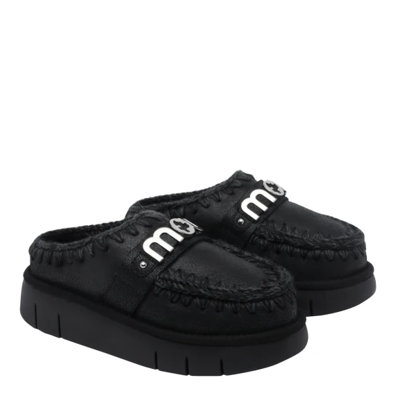 Black Bounce Clog Metal Logo Sandals