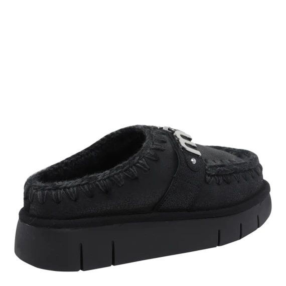 Black Bounce Clog Metal Logo Sandals