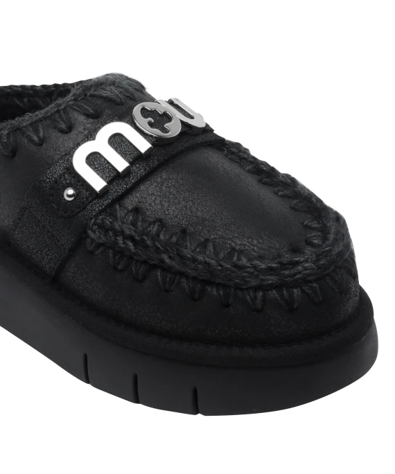 Black Bounce Clog Metal Logo Sandals