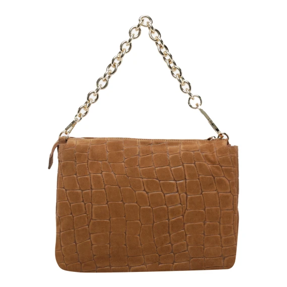 Cognac Reflex Croco Suede Shoulder Bag MY BEST BAG FIRENZE