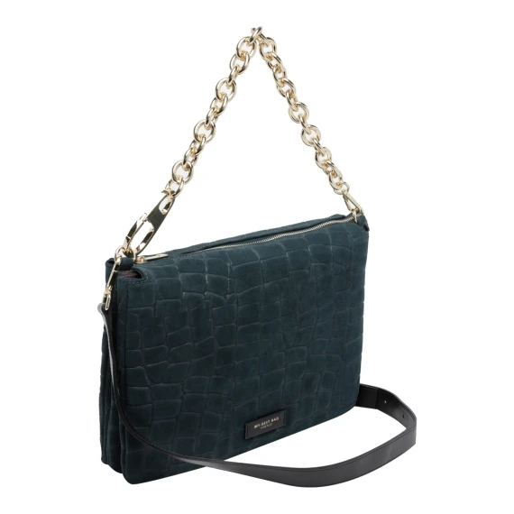 Mineral Green Reflex Croco Suede Shoulder Bag MY BEST BAG FIRENZE