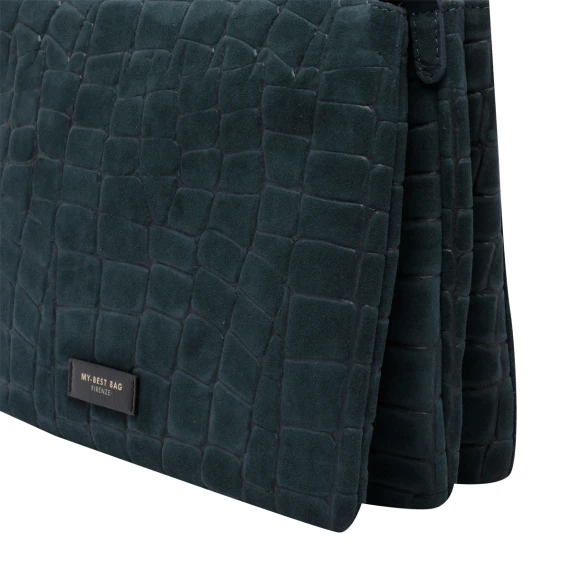 Mineral Green Reflex Croco Suede Shoulder Bag MY BEST BAG FIRENZE