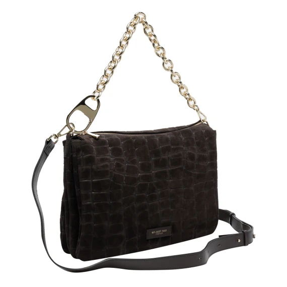 Dark Brown Reflex Croco Suede Shoulder Bag MY BEST BAG FIRENZE