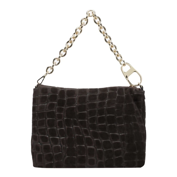 Dark Brown Reflex Croco Suede Shoulder Bag MY BEST BAG FIRENZE