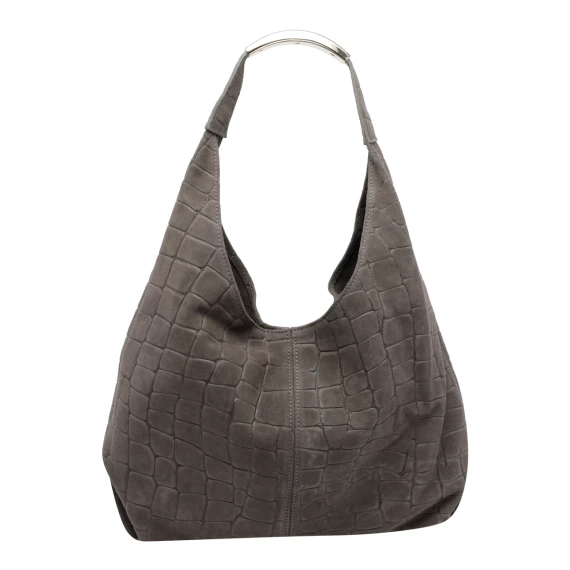 My Best Firenze Taupe Ellisse Croco Suede Shoulder Bag MY BEST BAG FIRENZE