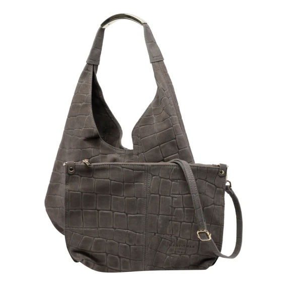 My Best Firenze Taupe Ellisse Croco Suede Shoulder Bag MY BEST BAG FIRENZE