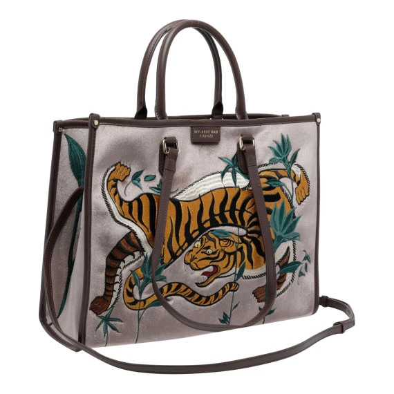 Multicolor tiger-print tote bag MY BEST BAG FIRENZE