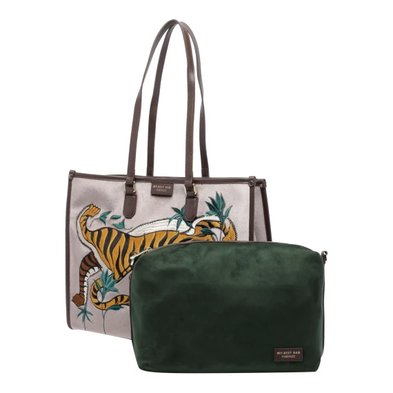 Multicolor tiger-print tote bag MY BEST BAG FIRENZE