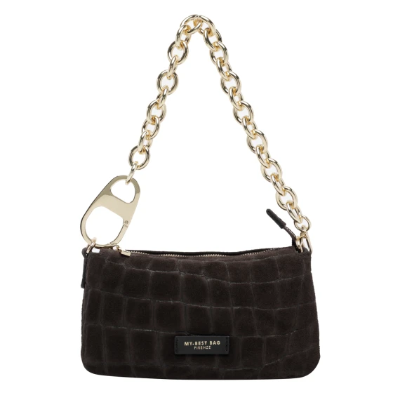 Borsa a tracolla in pelle marrone scuro MY BEST BAG FIRENZE
