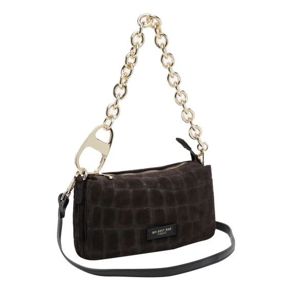 Borsa a tracolla in pelle marrone scuro MY BEST BAG FIRENZE