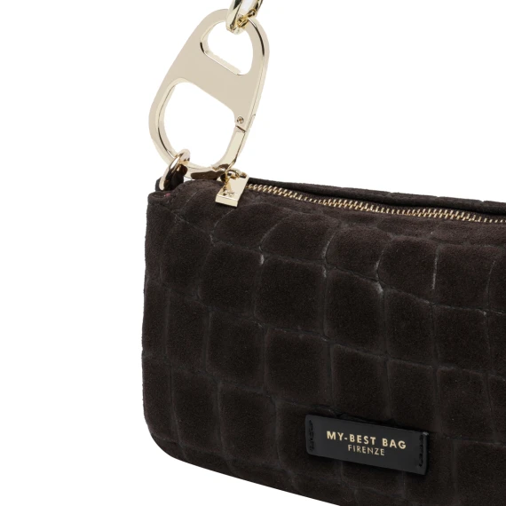 Borsa a tracolla in pelle marrone scuro MY BEST BAG FIRENZE