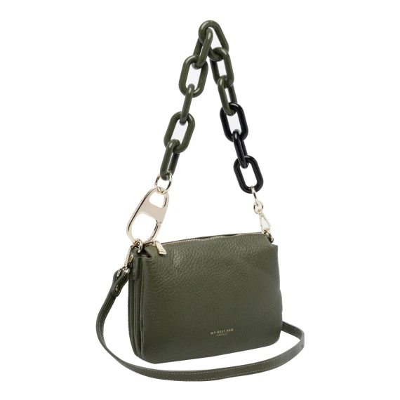 Olive calf leather shoulder bag MY BEST BAG FIRENZE