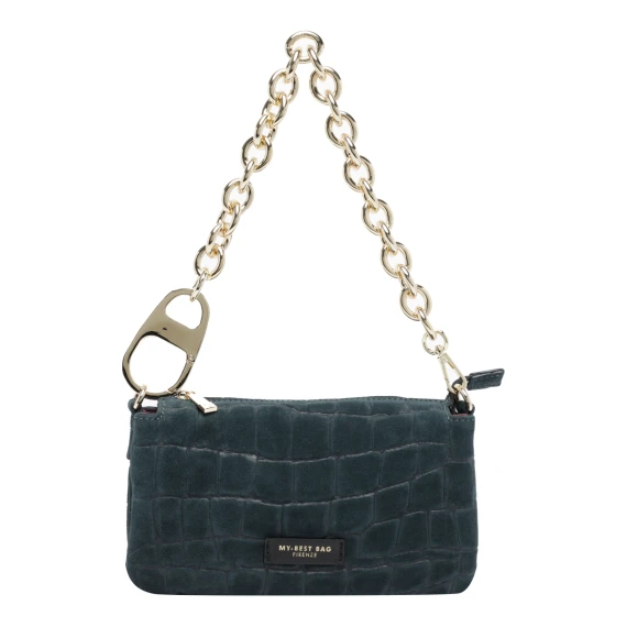 Borsa a tracolla verde petrolio in pelle di vitello MY BEST BAG FIRENZE