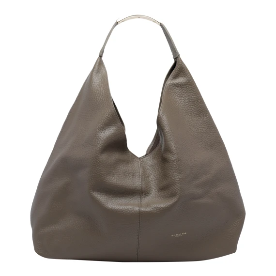 Borsa hobo in pelle di vitello taupe MY BEST BAG FIRENZE