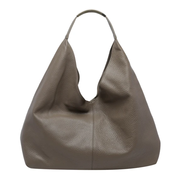 Taupe hobo bag in calf leather MY BEST BAG FIRENZE