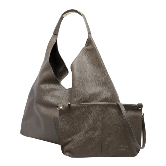 Taupe hobo bag in calf leather MY BEST BAG FIRENZE
