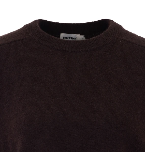 Maglia girocollo in cashmere marrone NOT SHY
