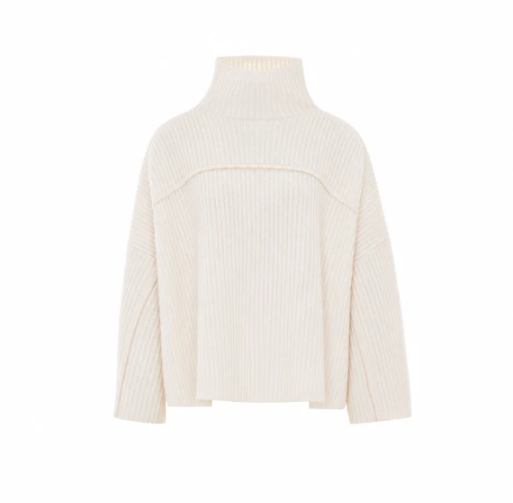 Maglione avorio a collo alto