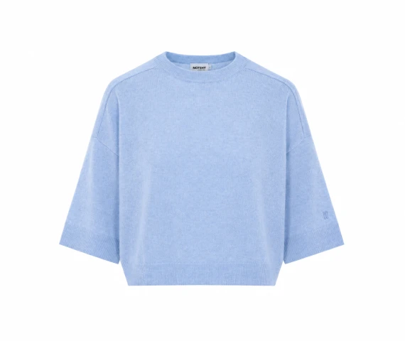 Maglia a maniche corte Lilou in cashmere azzurro chiaro