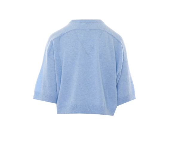 Lilou short-sleeve sweater in light blue cashmere NOT SHY