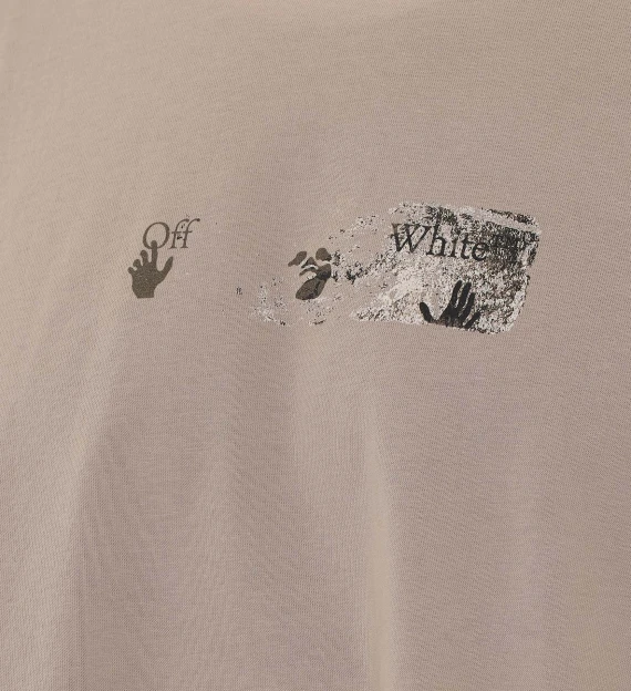 Beige short-sleeved T-shirt Off White