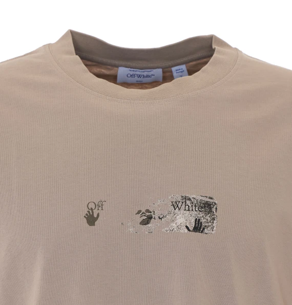 Beige short-sleeved T-shirt Off White