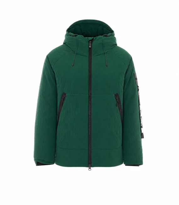 Giacca imbottita verde scuro con cappuccio