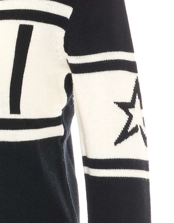 Black and white wool turtleneck sweater PERFECT MOMENT