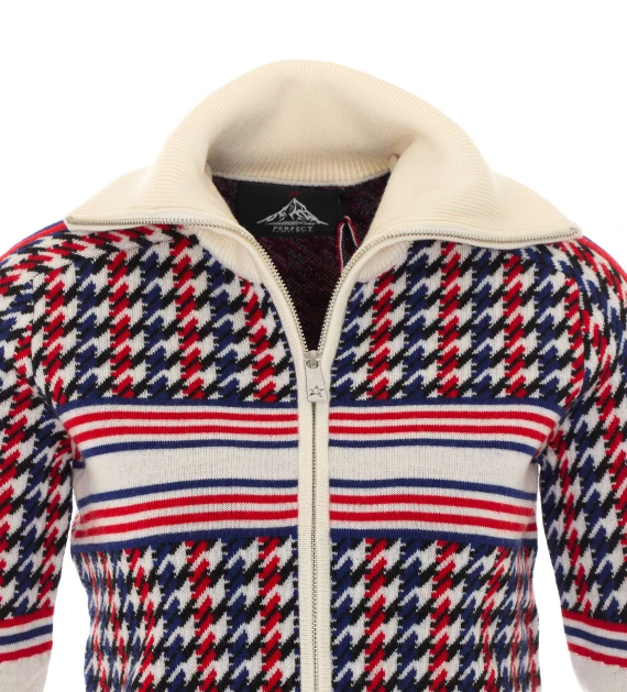 Multicoloured hooded sweater with front zip PERFECT MOMENT