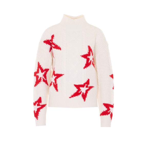 Maglione bianco con stelle rosse