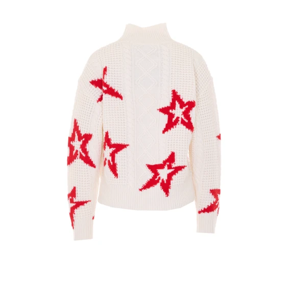 White wool sweater with red stars PERFECT MOMENT