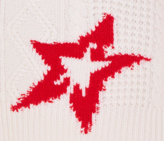 White wool sweater with red stars PERFECT MOMENT