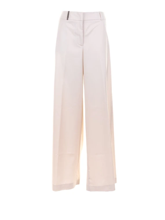 Pantalone beige a vita alta