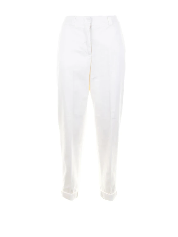 Pantalone bianco donna in cotone soft stretch