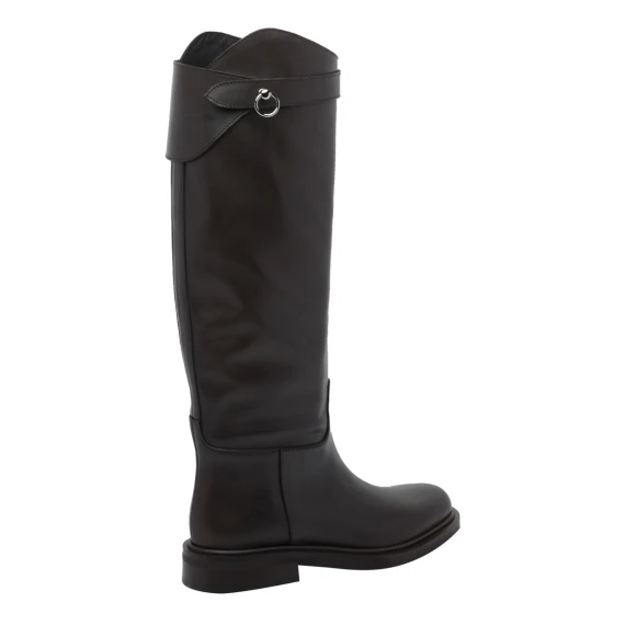 Dark brown leather tall boots POEVE