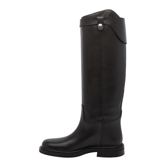 Dark brown leather tall boots POEVE