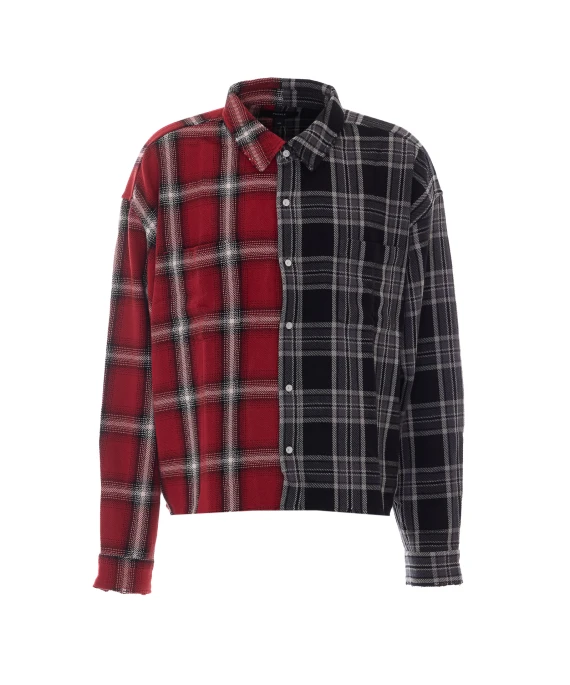 Purple Multicolor Check Shirt with Frontal Buttons Closure