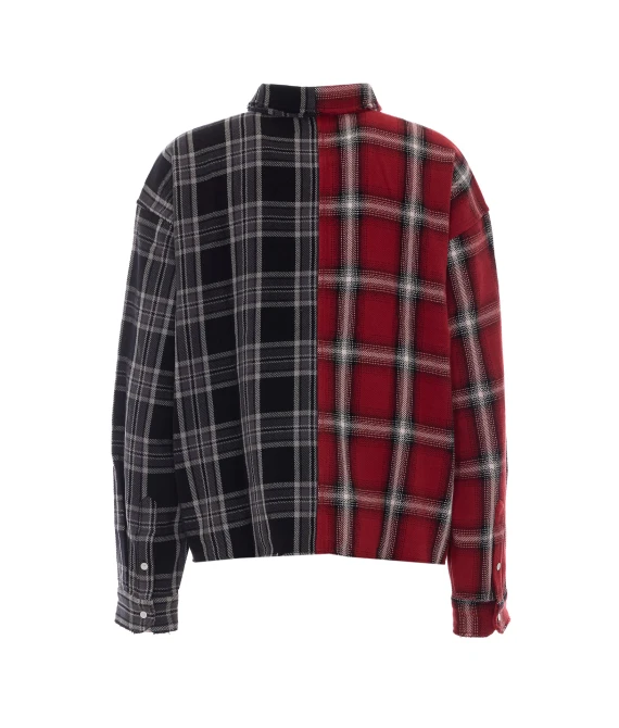 Purple Multicolor Check Shirt with Frontal Buttons Closure