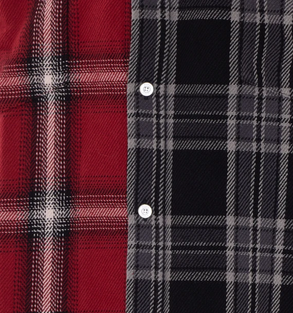 Purple Multicolor Check Shirt with Frontal Buttons Closure