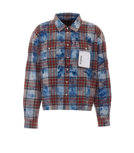 Purple Multicolor Check Shirt with Frontal Buttons Closure Purple Brand