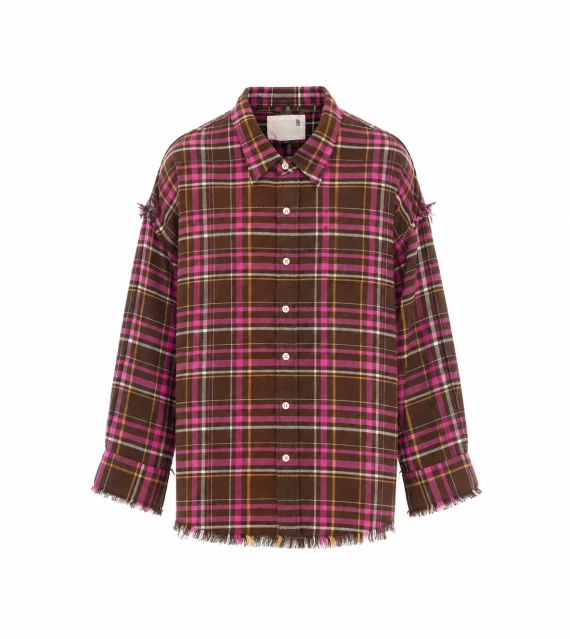 Camicia multicolor con cuciture sfilacciate
