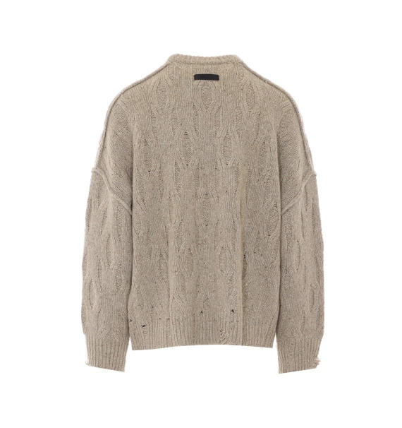 Beige Distressed Knit Sweater