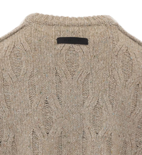 Beige Distressed Knit Sweater