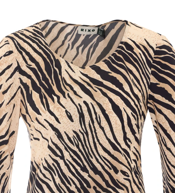 Abito lungo Amal con stampa zebrata Rixo
