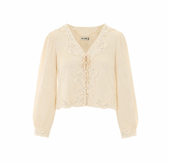 Blusa crema chiaro con pizzo Rixo