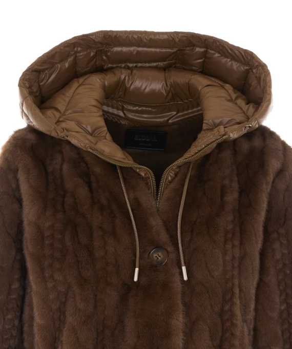 Brown long hooded coat RUDSAK