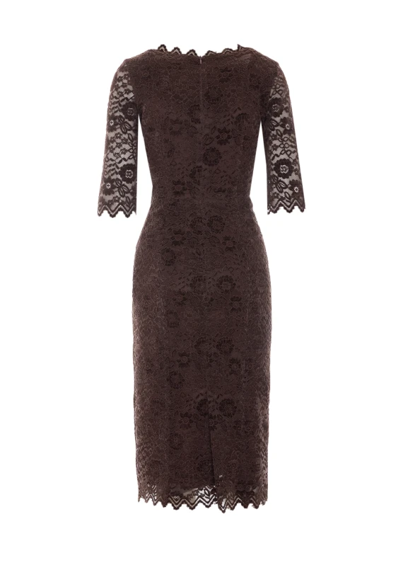 Abito midi in pizzo marrone RUE DU BAC