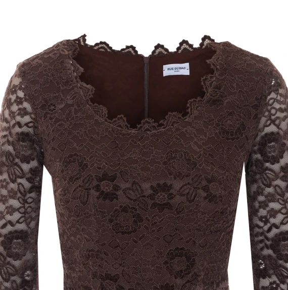 Abito midi in pizzo marrone RUE DU BAC